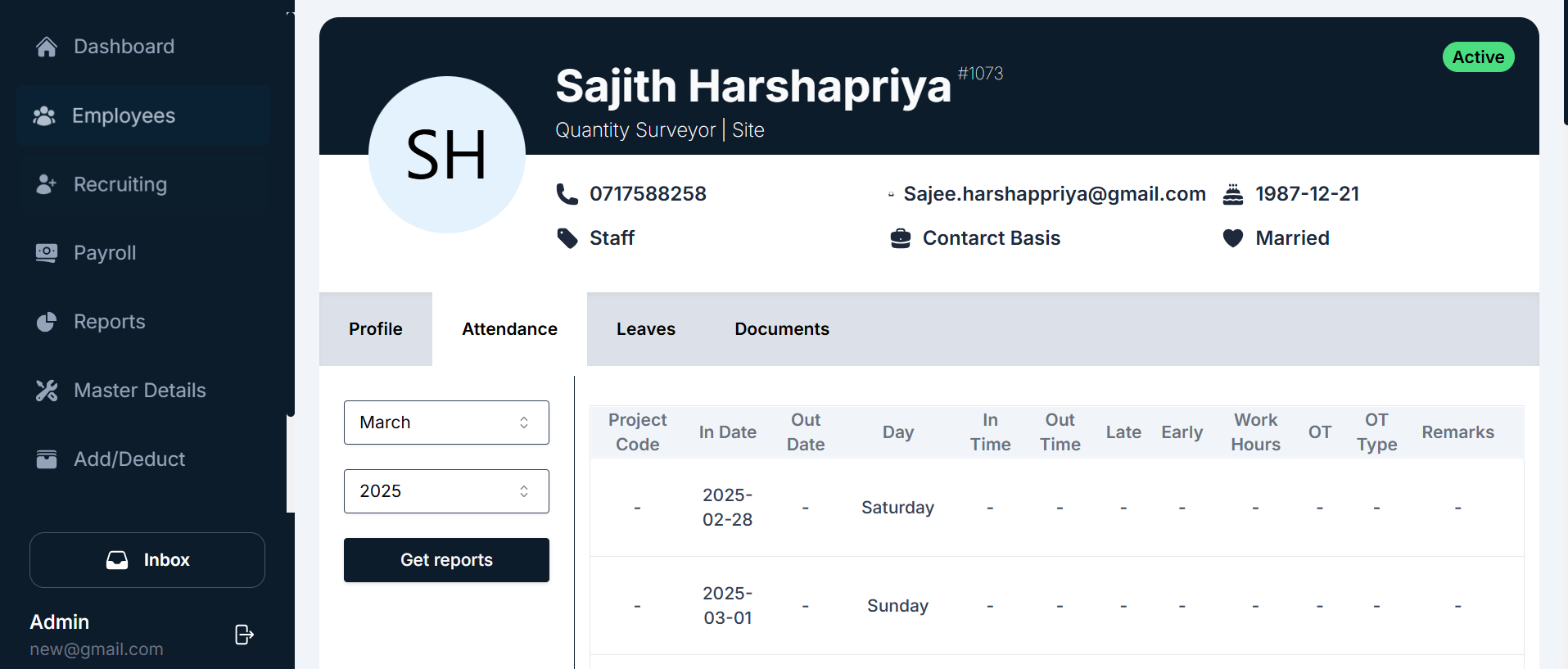 Attendance Module UI