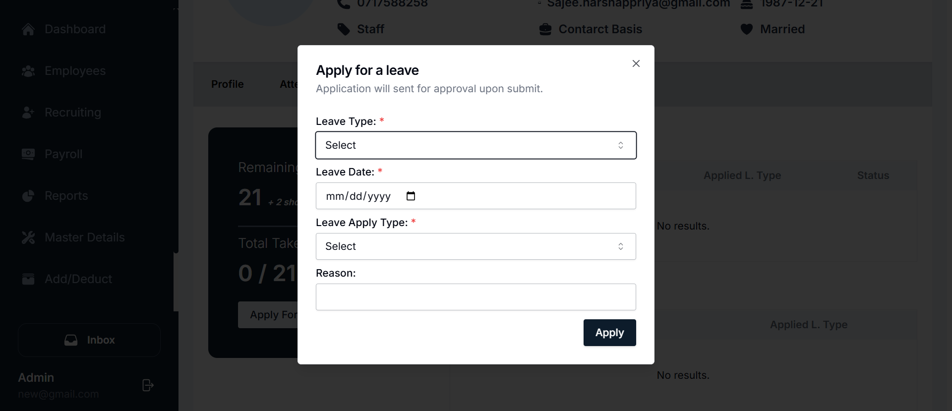 Leave Application Form