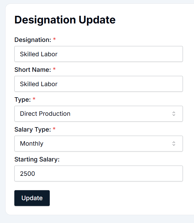 Updating Designation