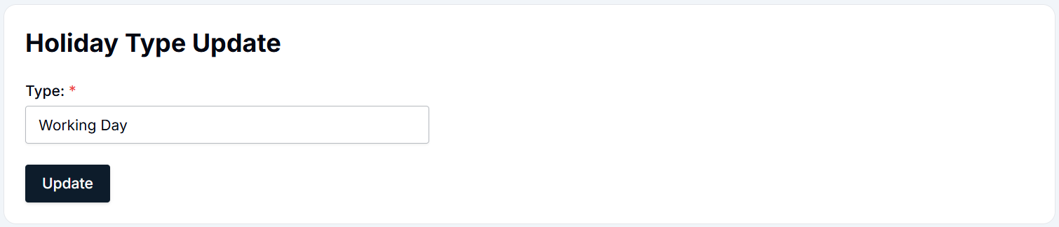 Updating Holiday Type