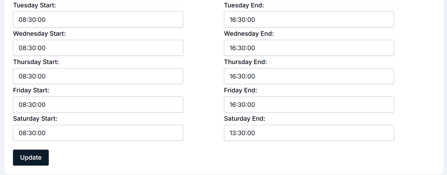 Shift Management Page