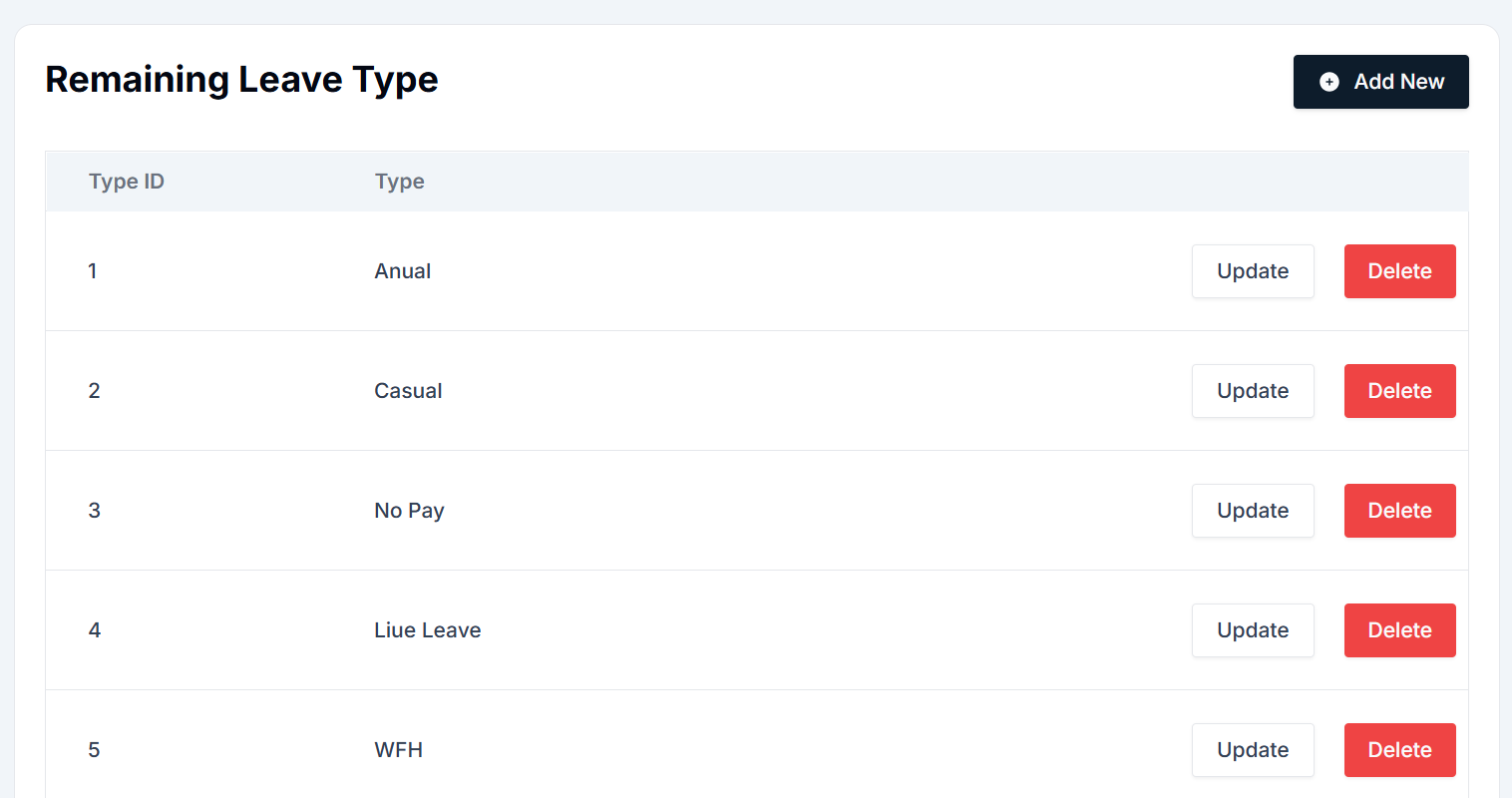 Expense Type Management